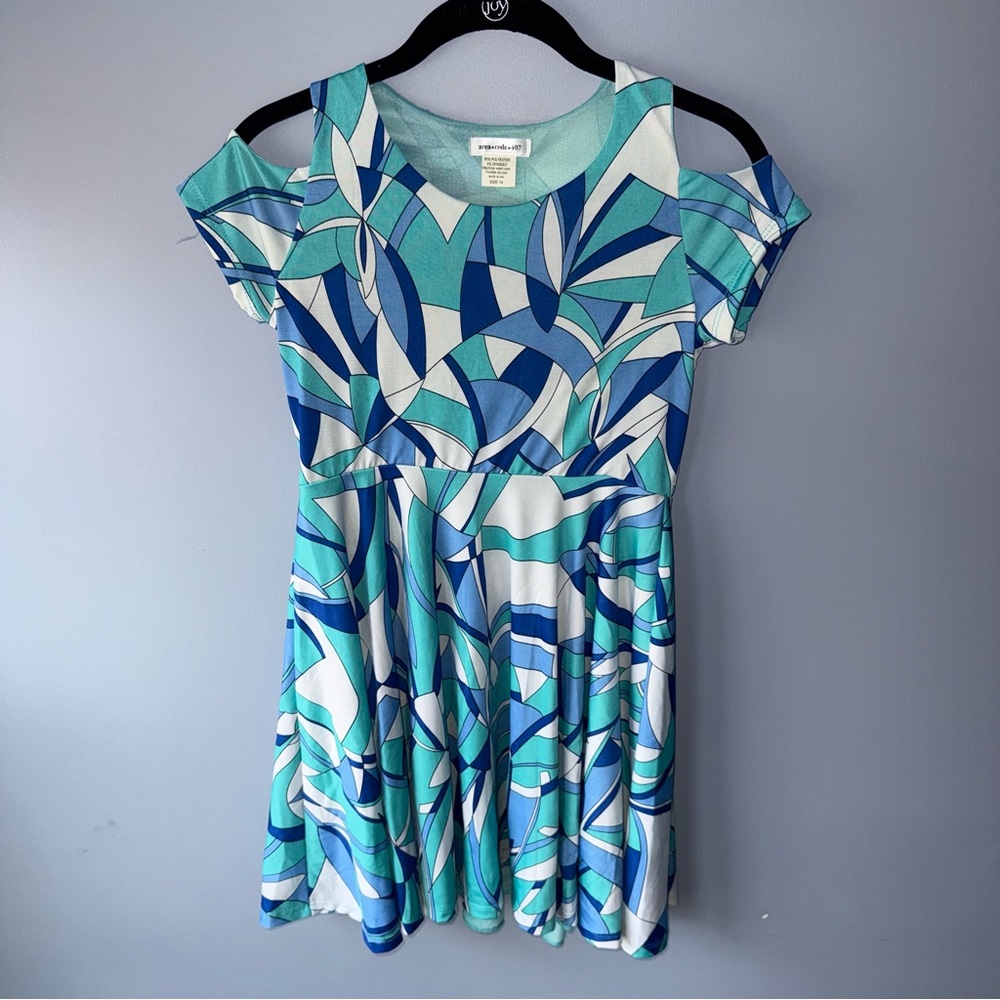 Geometric Blue and Green Dress